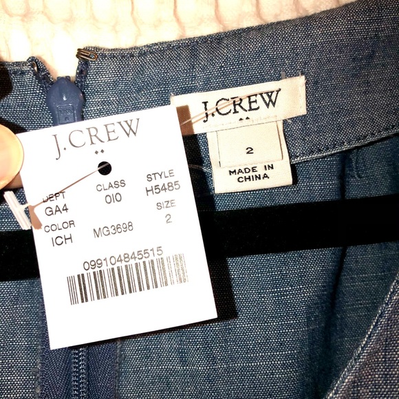 NWT JCrew Chambray Ruffle Tie Sleeve Dress, 2 - Picture 4 of 5